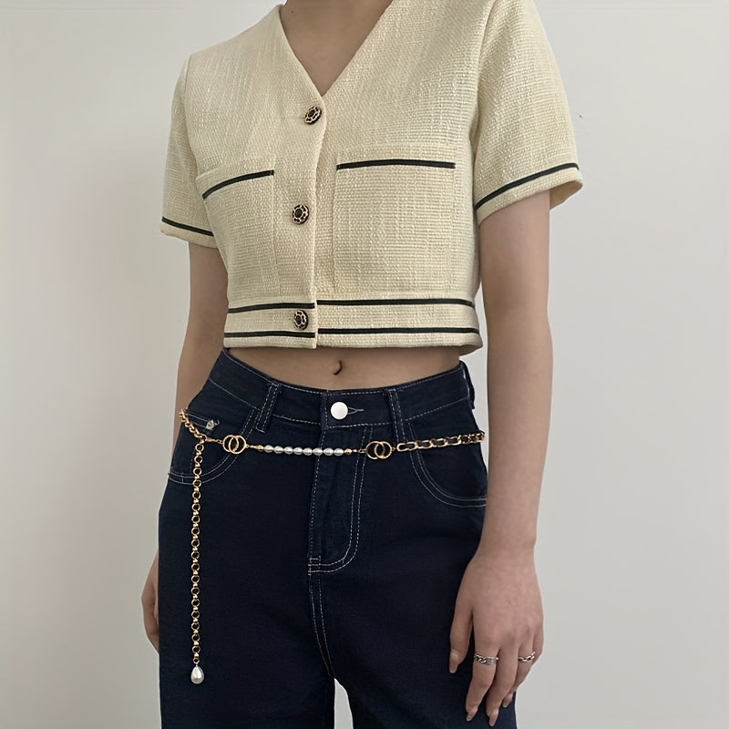 Faux Pear Decor Waist Chain Metal Belly Chain Decorative Chain Belt
