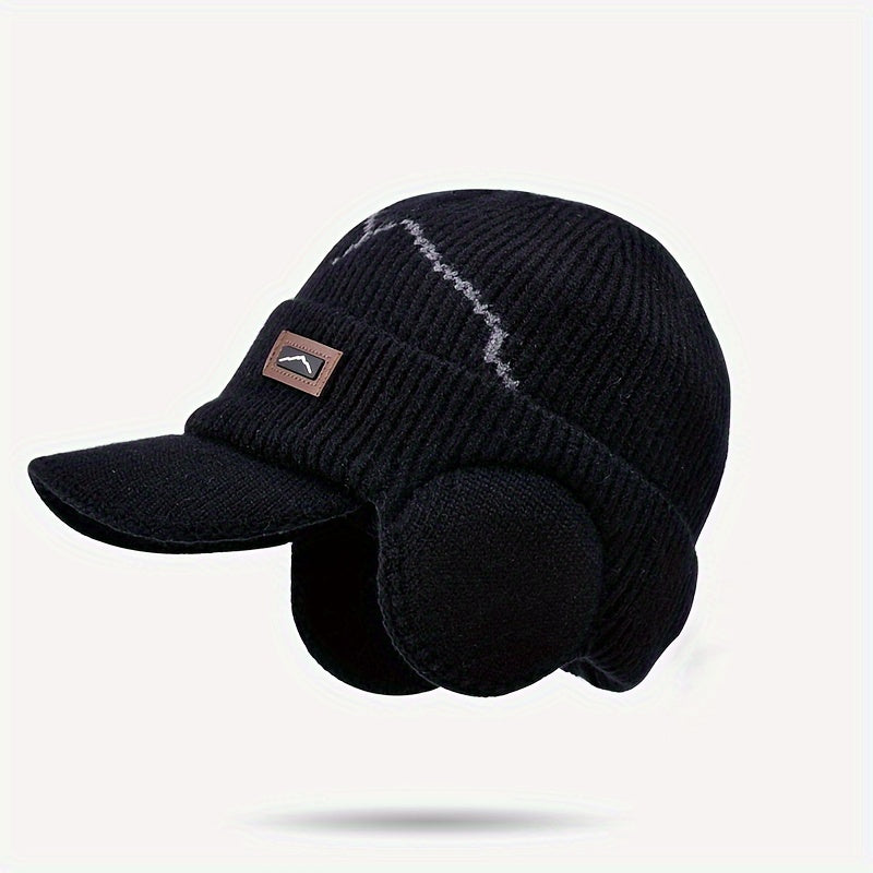 Winter Outdoor Ear Protection Cap Warm Knit Hat Thickened Wide Brim Hat
