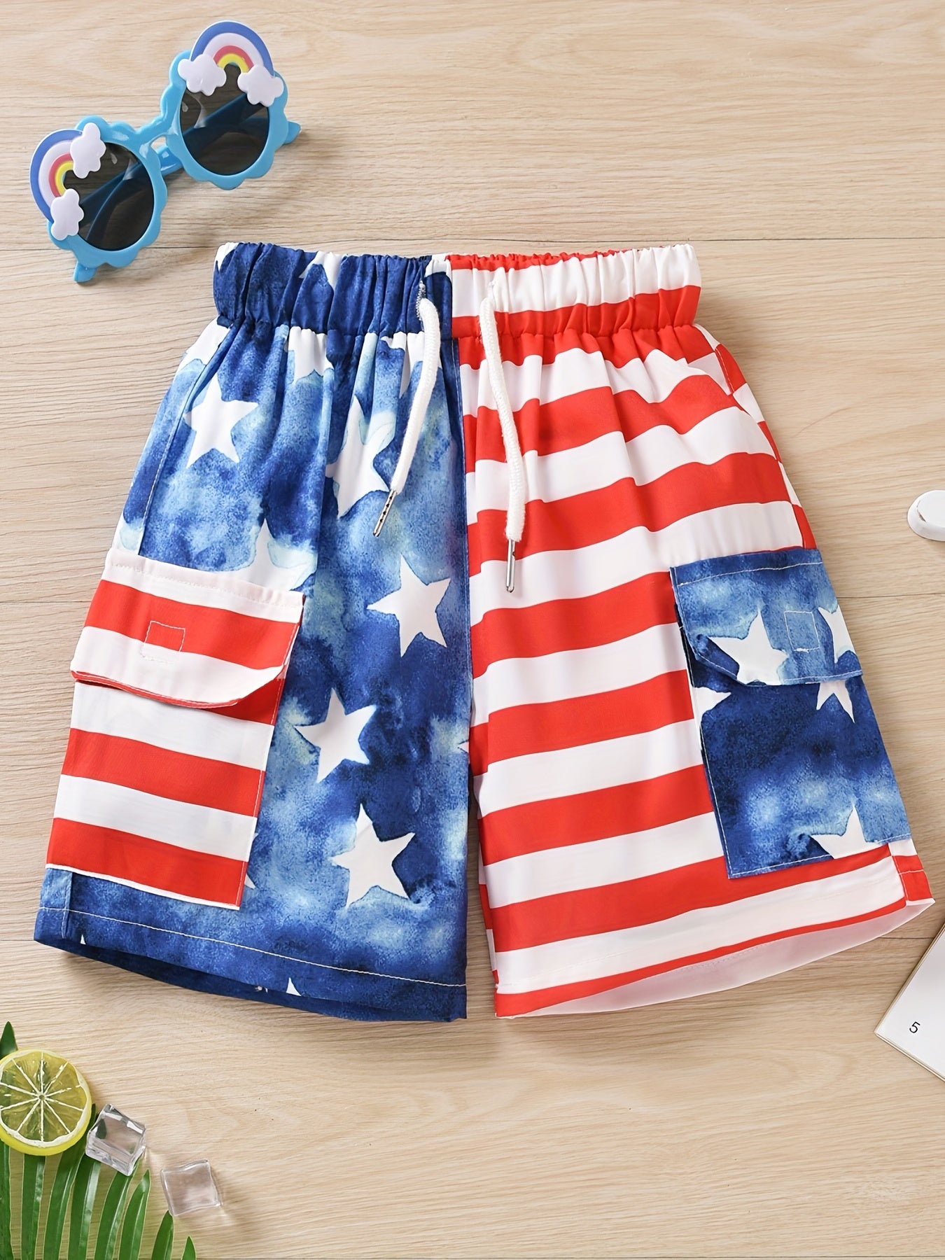 Boys American Flag Swim Beach Pants Independence Clothes
