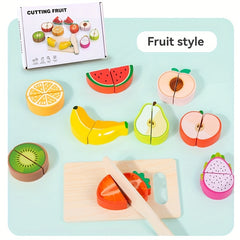 Wooden Play Kitchen Cutting Set Toy Realistic Food
