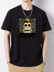 Naughty Monkey Print Men's Cotton Graphic Crew Neck T-shirt