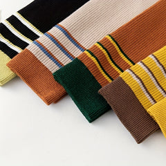 5 Pairs Striped Thigh High Socks Women's Stockings