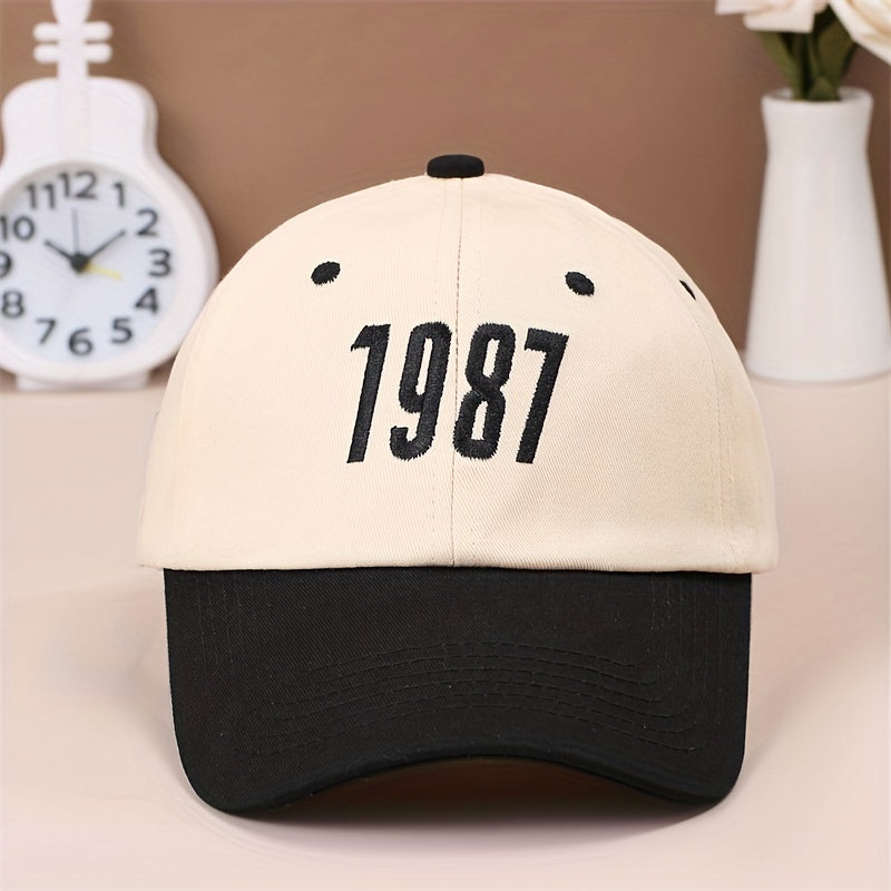 1987 Embroidery Cotton Baseball Cap Vintage Couple Sun Hat