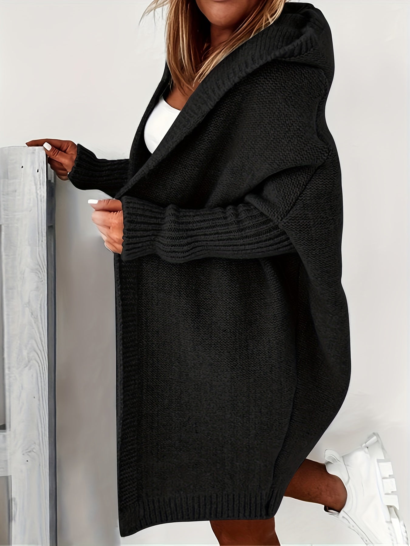 Oversized Knitted Cardigan Long Sleeve Casual Sweater For Winter & Fall