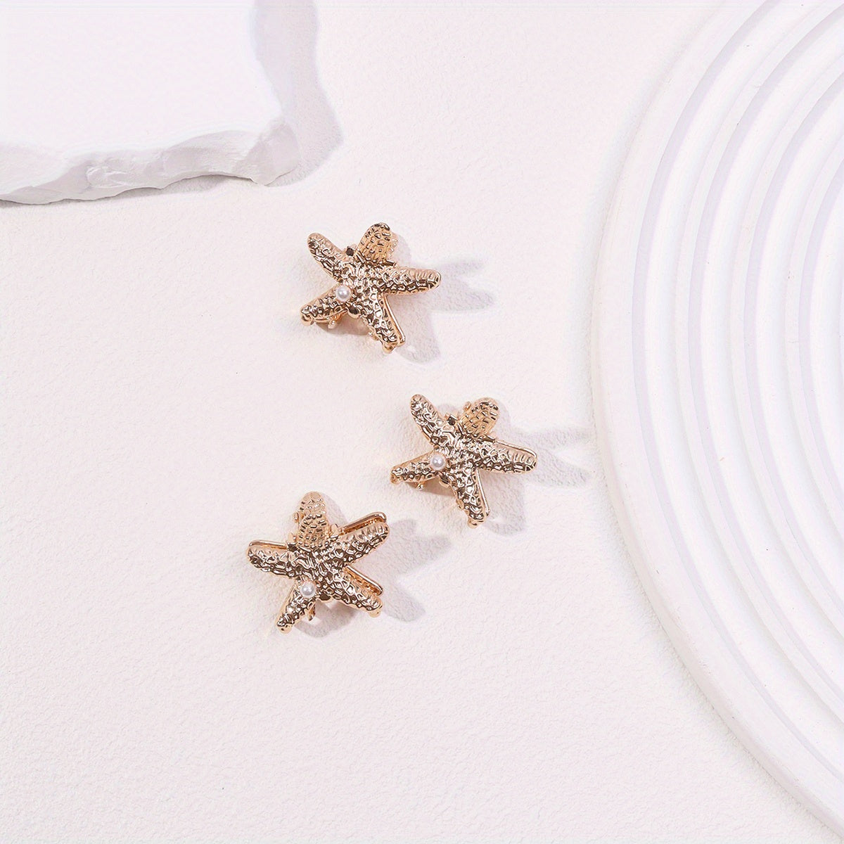 3pcs Small Starfish Hair Claw Nonslip Braids Shark Claw Women Girls Sweet Hair