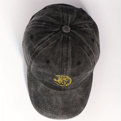 Vintage Moon Embroidery Baseball Cap Unisex Washed Gray Dad Hat