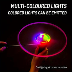 Flashing Flying Disc with Launch Rod & Cable Outdoor Flying Toy