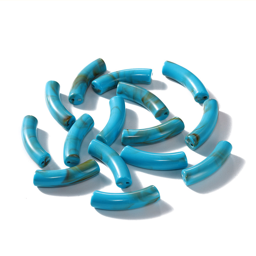 10pcs Two Tone Acrylic Curved Tube Beads for Women's Jewelry Making