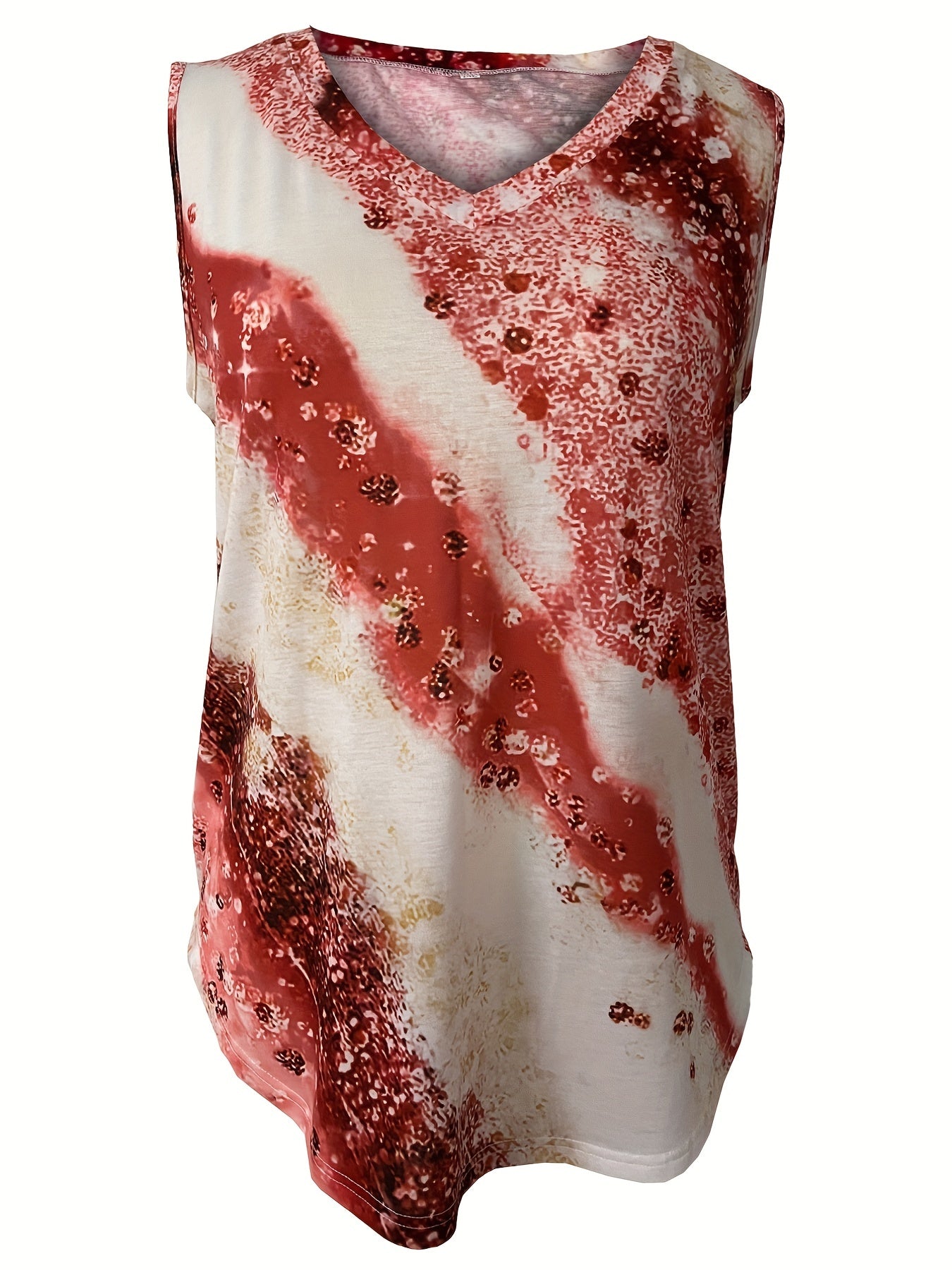  Colorblock Stripe Print V Neck Tank Top