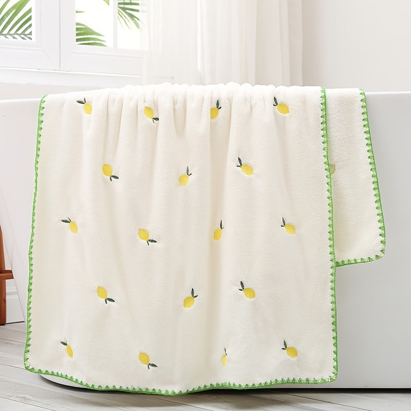 Peach Lemon Bath Towel Set Thick Absorbent No Hair Shedding