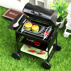Mini BBQ Grill Model for Dollhouse Metal Outdoor Scene Decor