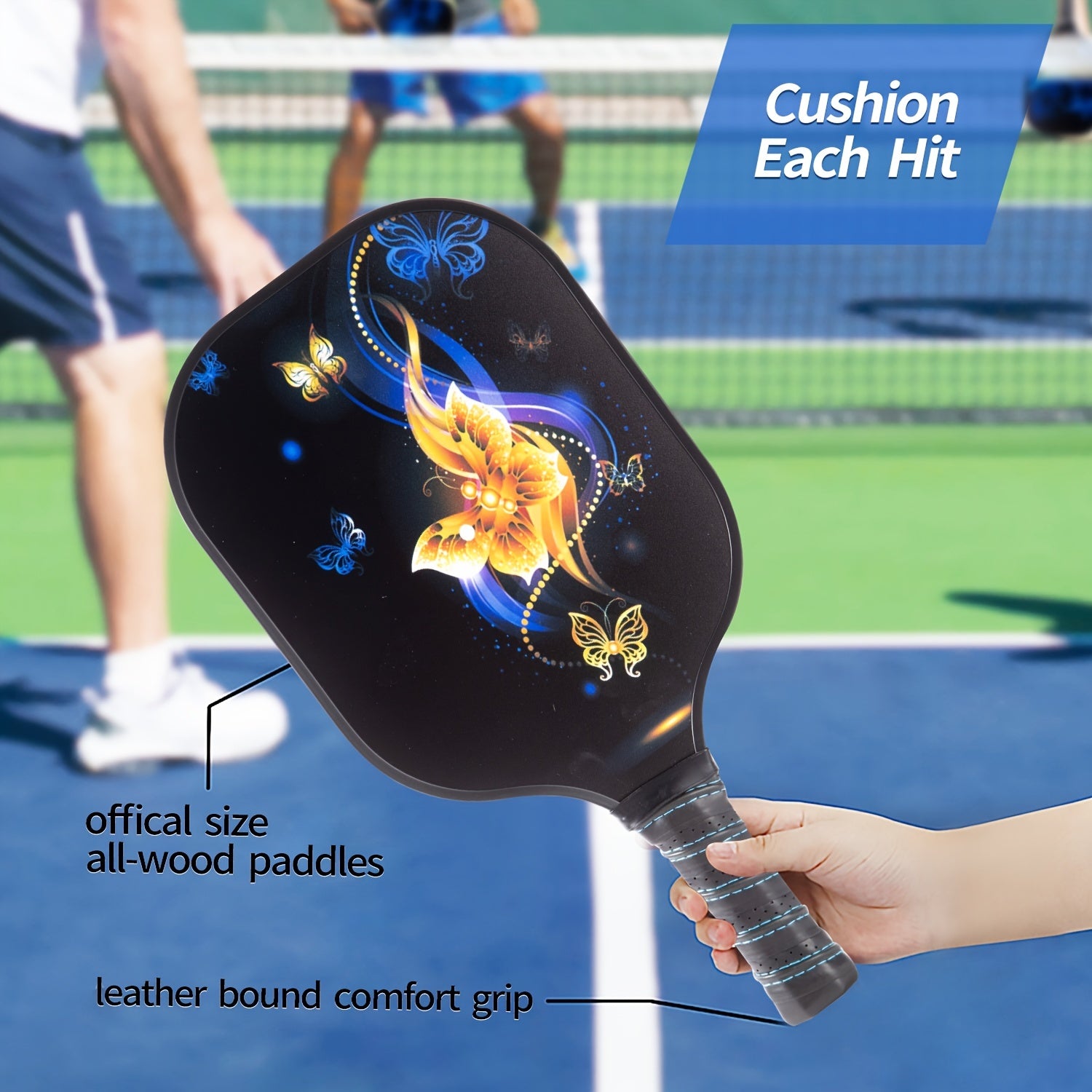 Lightweight Pickleball Paddle Set Fiberglass Surface Rackets 2pcs Balls Bag