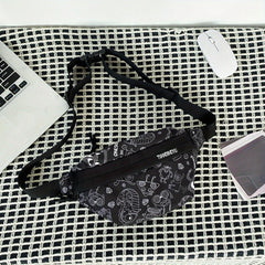 Cartoon Print Chest Bag Graffiti Pattern Canvas Sling Bag