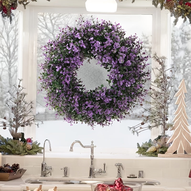 12 2'' Artificial Plum Purple Wreath Front Door Home Decoration