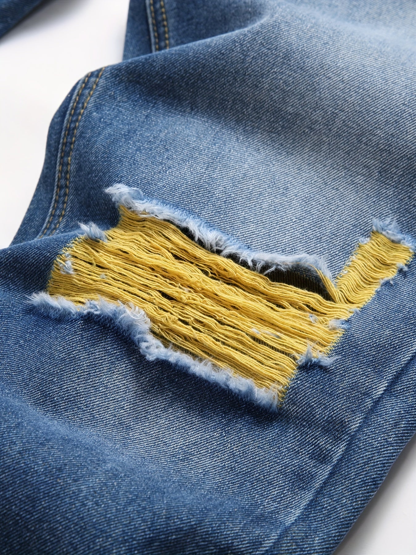 Slim Fit Ripped Jeans Men Distressed Denim Pants