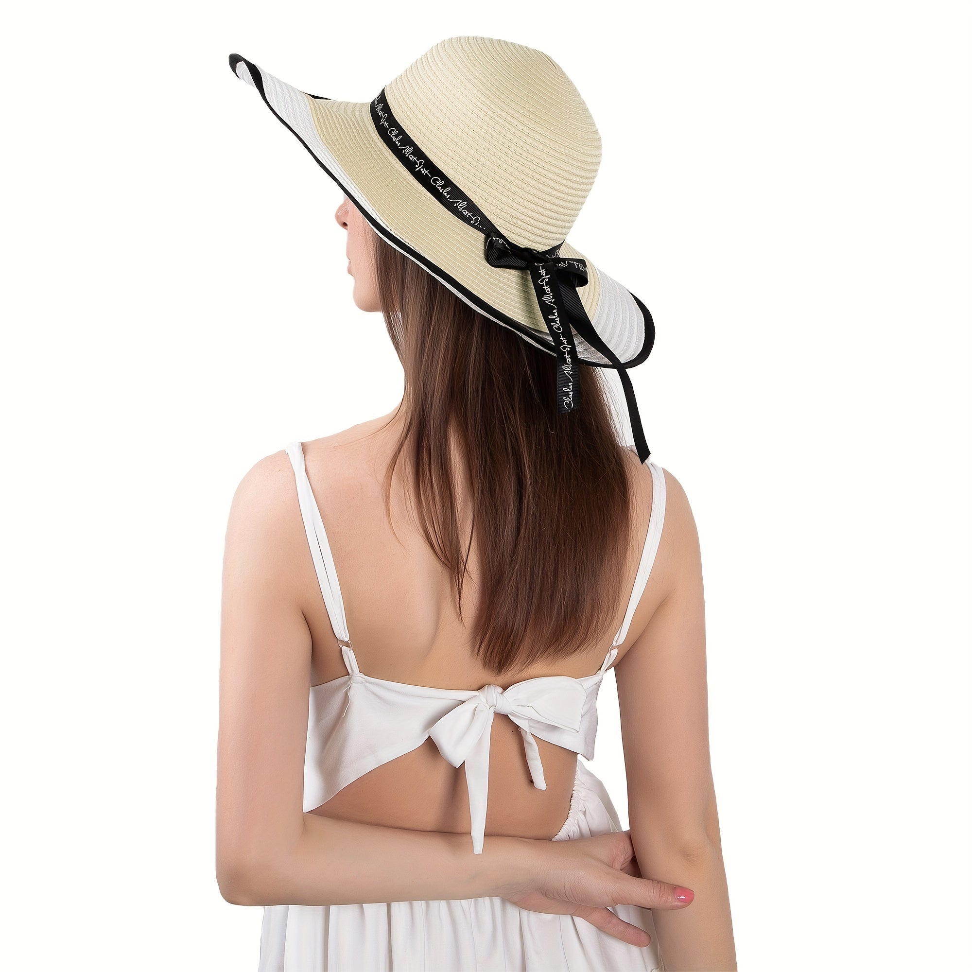 Foldable Sun Protection Hat with Mesh Edge Ribbon