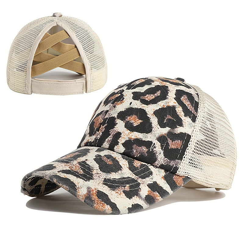 High Ponytail Baseball Cap Grid Criss Cross Ponytail Hat
