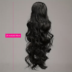 Long Wavy Ponytail Extensions Synthetic Clip In Hair Natural Look
