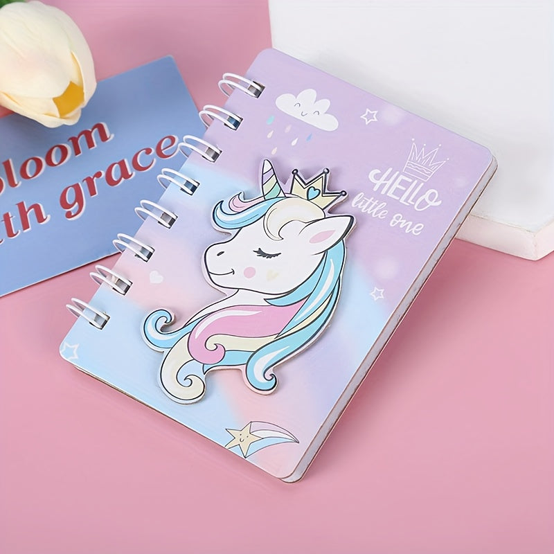 3D Unicorn Binder Notebook Spiral Journal for Girls Mini Notepad