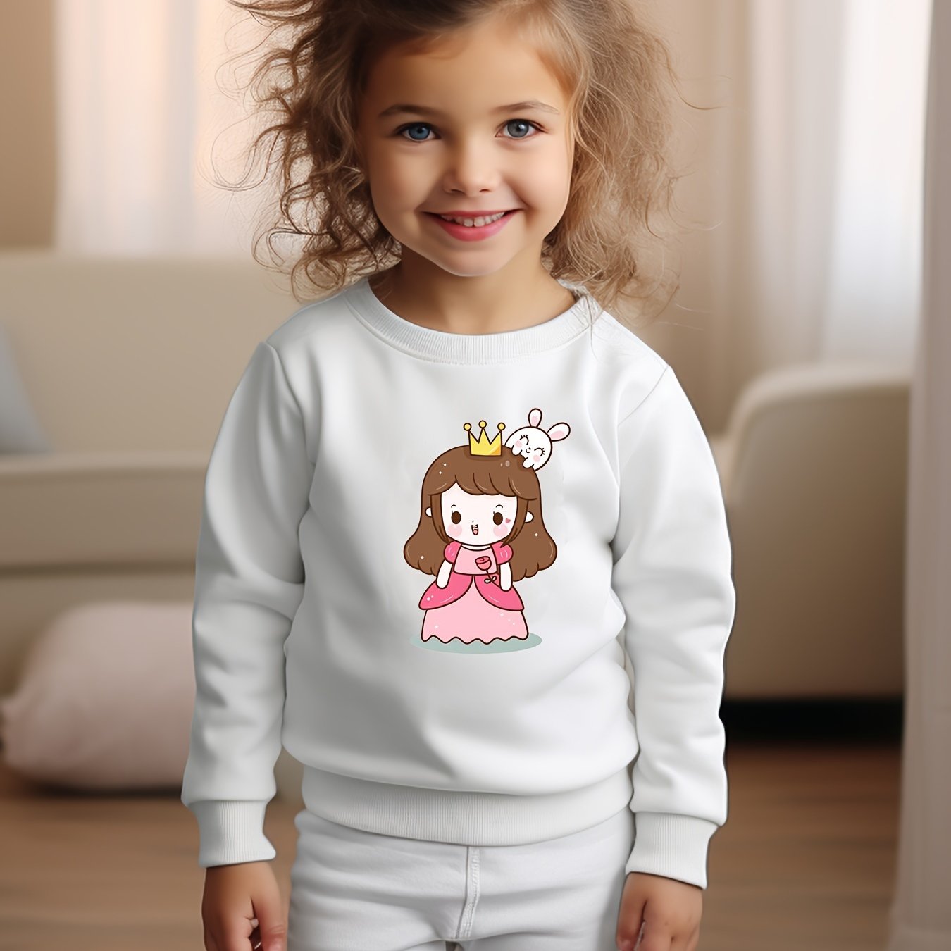 OERYUI Adorable Princess Graphic Pullover Top for Kids