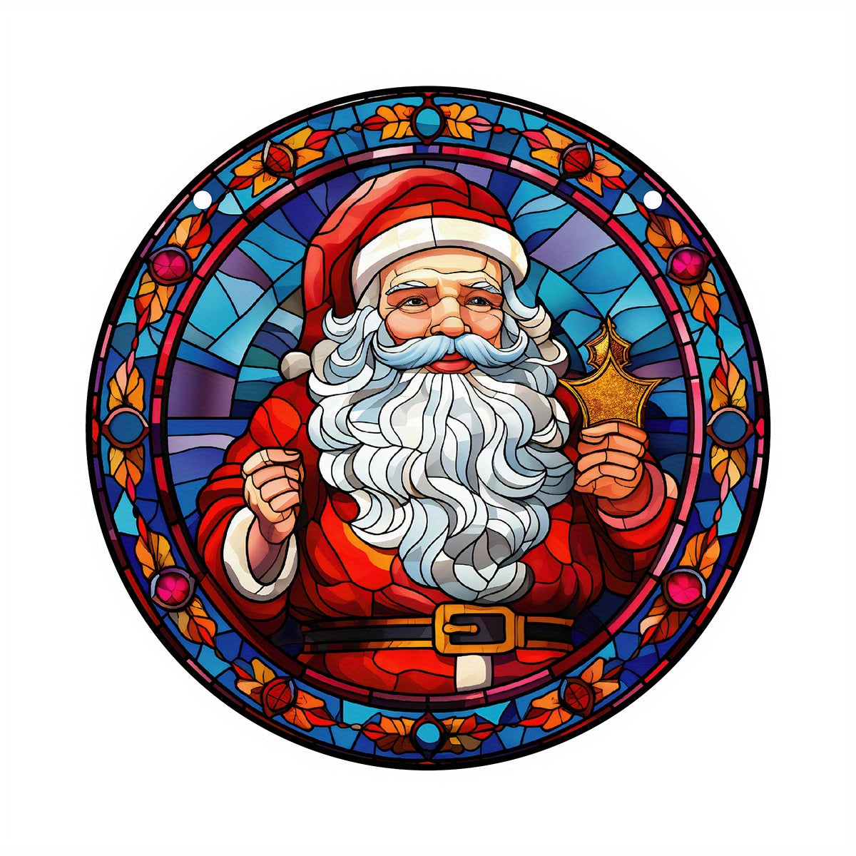 Santa Clause Suncatcher Stained Plastic Window Hanging Christmas Decor