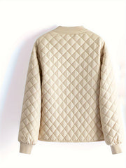 Quilted Jacket with Patched Pockets and Button Closure