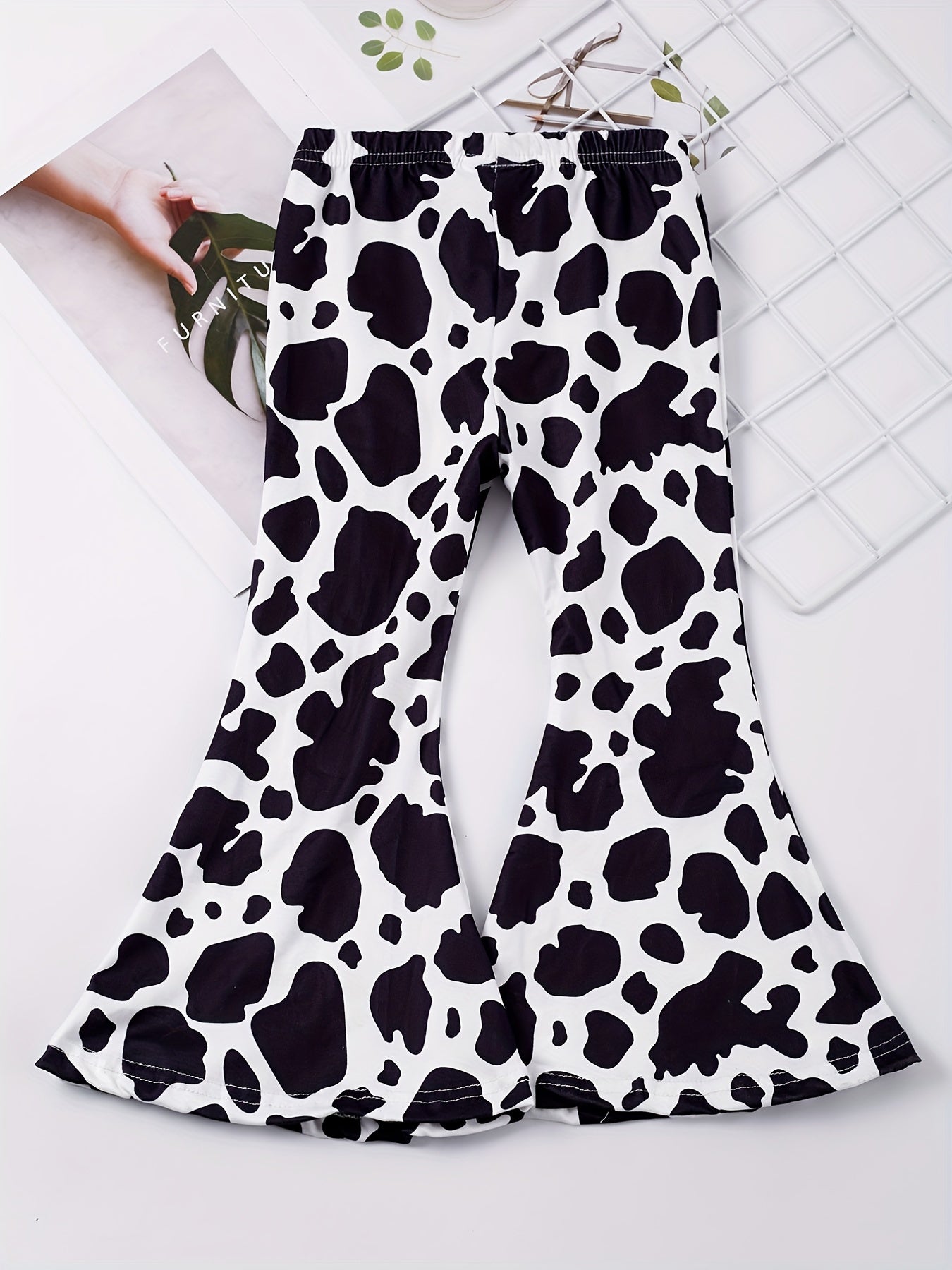 Cow Slim Flare Leg Pants for Toddler Girls