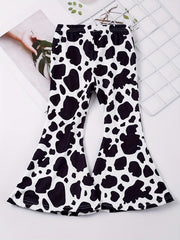 Cow Slim Flare Leg Pants for Toddler Girls