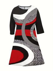  Colorblock Leopard Sequins Print Casual Dress