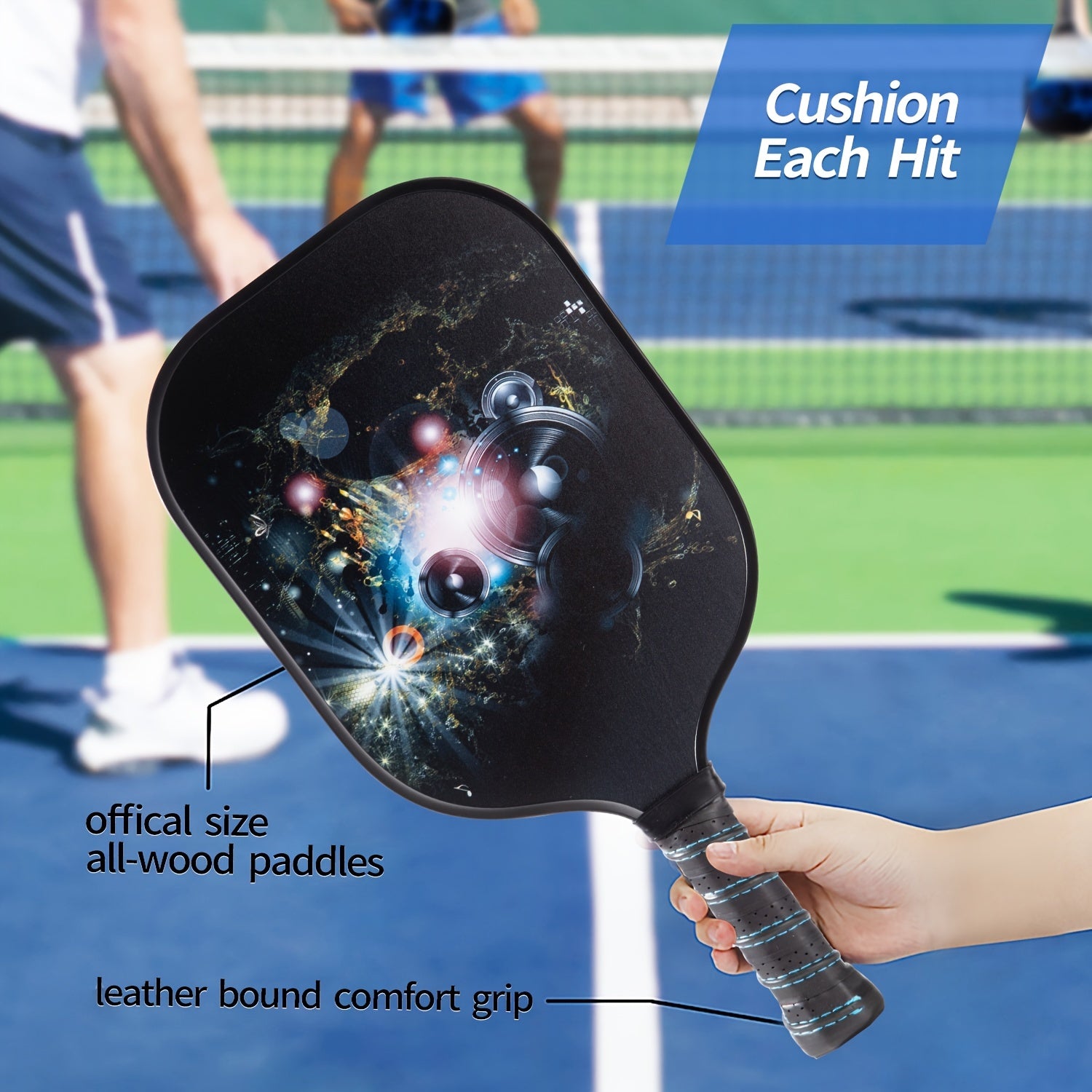 Portable Pickleball Paddle Set for Adults with 2 Rackets, 4 Balls, Bag