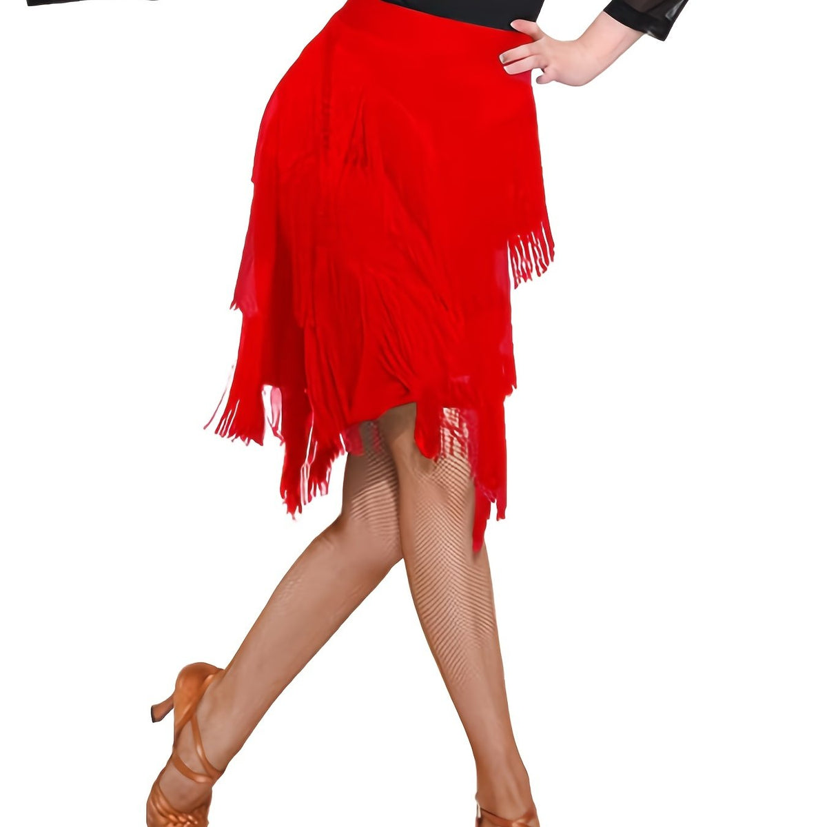 Latin Dance Skirts Fringed Tassel Split Performance Skirt