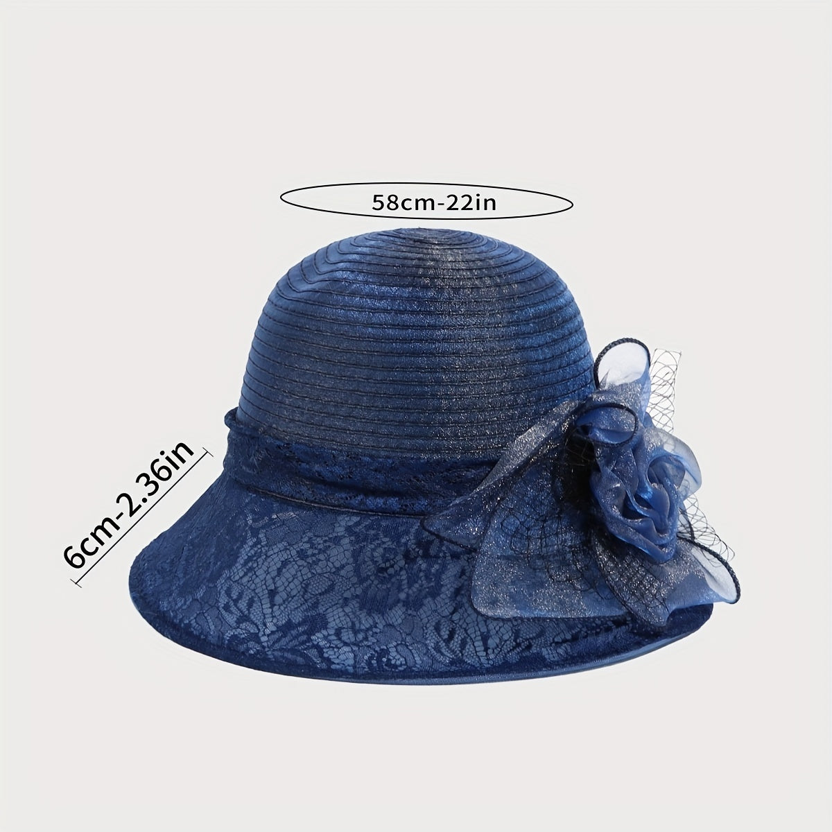 Embroidered Sun Hat Floral Decor Derby Hat Mesh Flower Bucket Hat