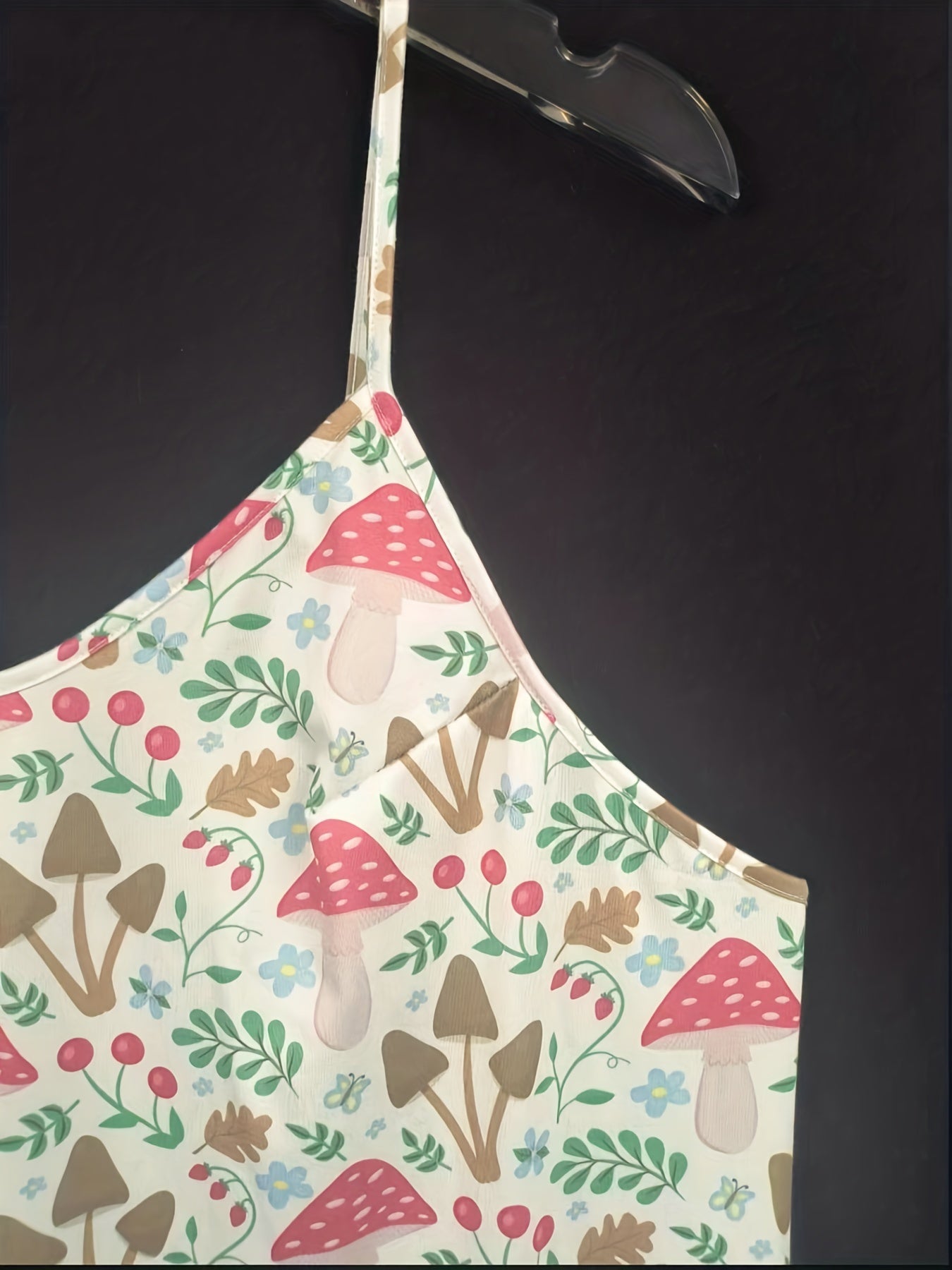  Mushroom & Leaf Print V Neck Cami Nightdress