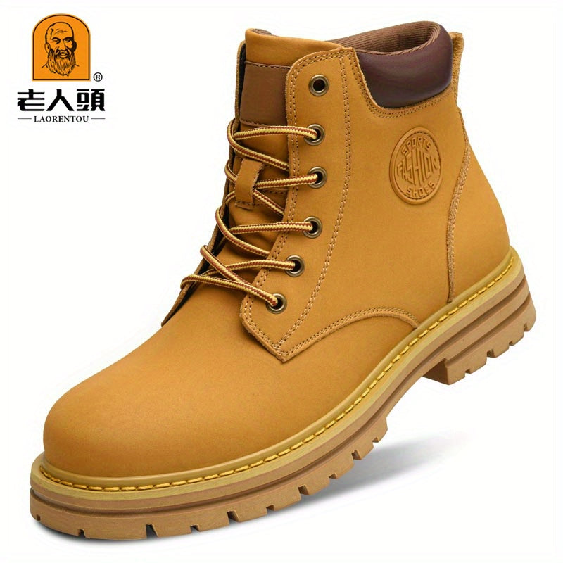 Men's Lace up Service Boots Casual Leather Walking Shoes