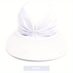 Ruched Ponytail Sun Visor Hats - Wide Brim UV Protection Sun Hats