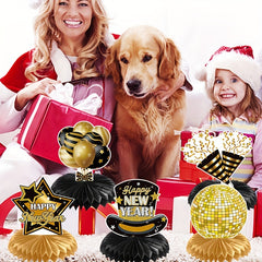 8pcs Happy Year Balloon Honeycomb Ornaments Birthday Party Decor