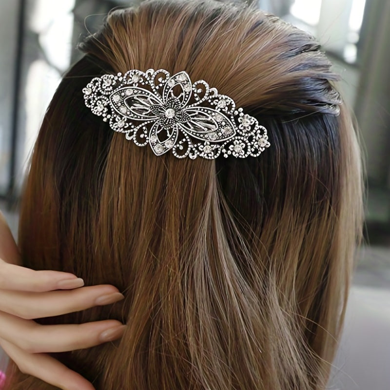 Silvery Four Leaf Clover Hair Clip French Barrette Women Hair Accessorie
