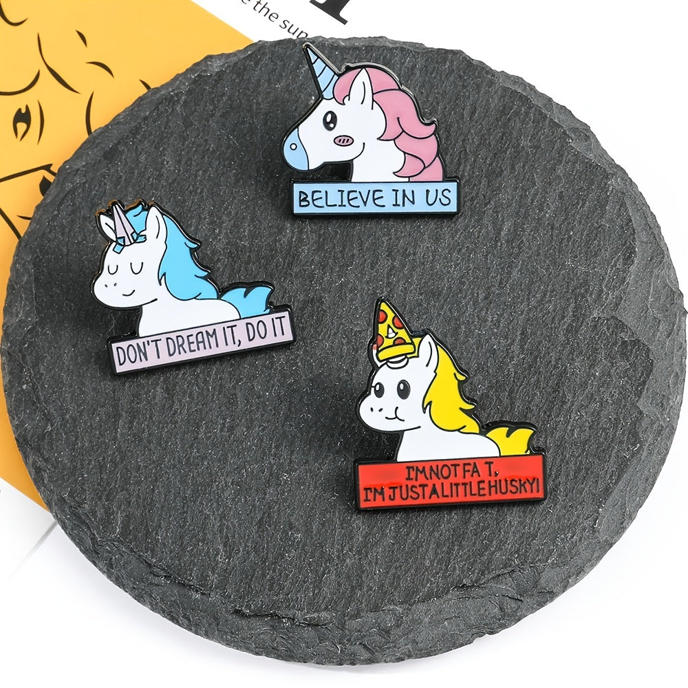 Creative Unicorn Brooch Set Children's Rainbow Accessory