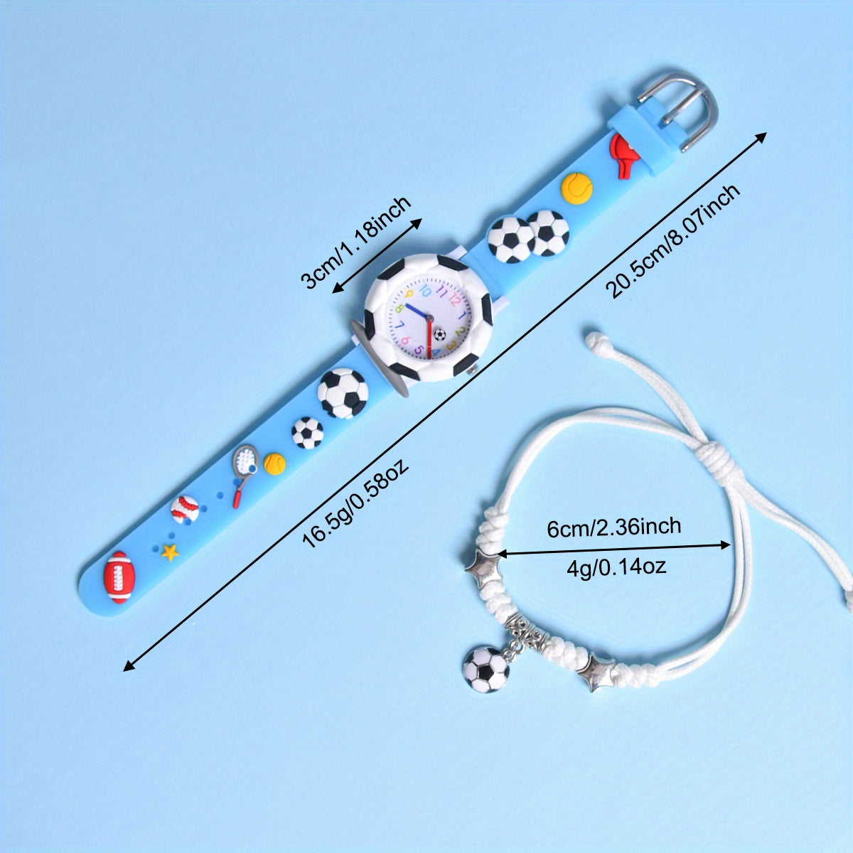 Boys Creative Football Silicone Watch Set