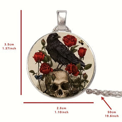 Round Crow Crystal Bead Pendant Necklace for Men & Women