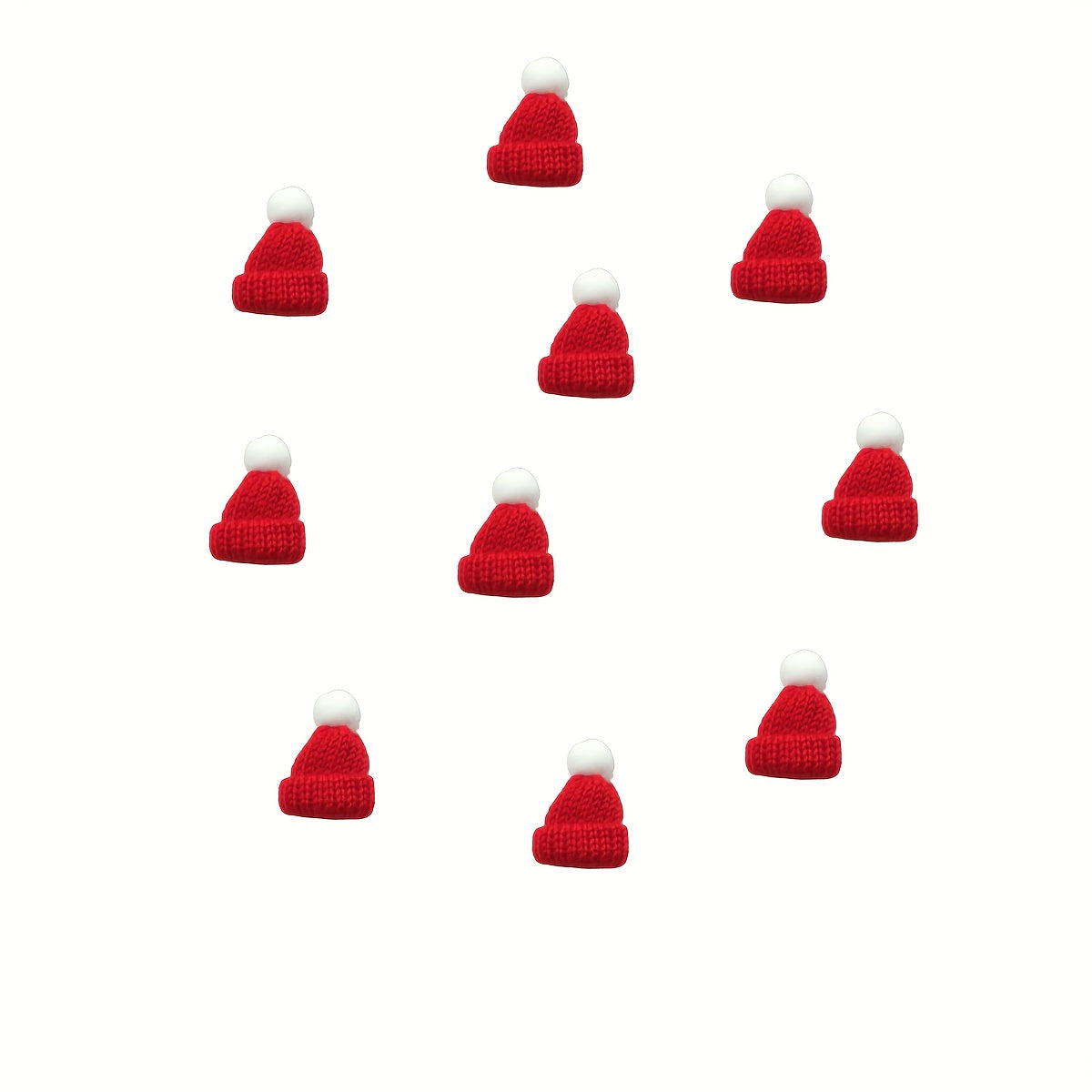 10pcs Christmas Knitted Hats for DIY Crafting Ornaments & Doll Hair Jewelry