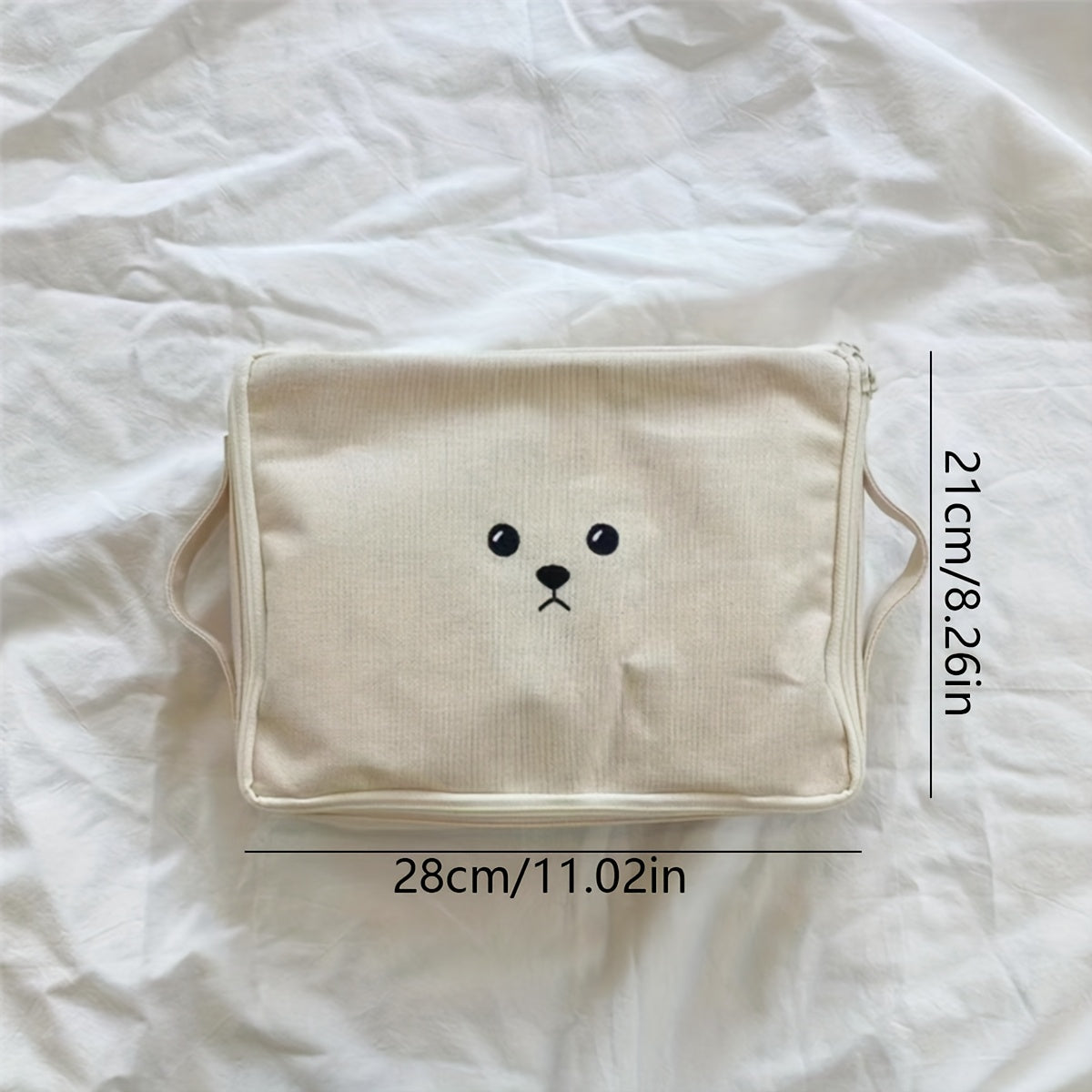 Beige Travel Diaper Bag with Bear Durable Polyester