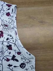 Floral Print V Neck Tank Top Medium Stretch Plus Size Casual