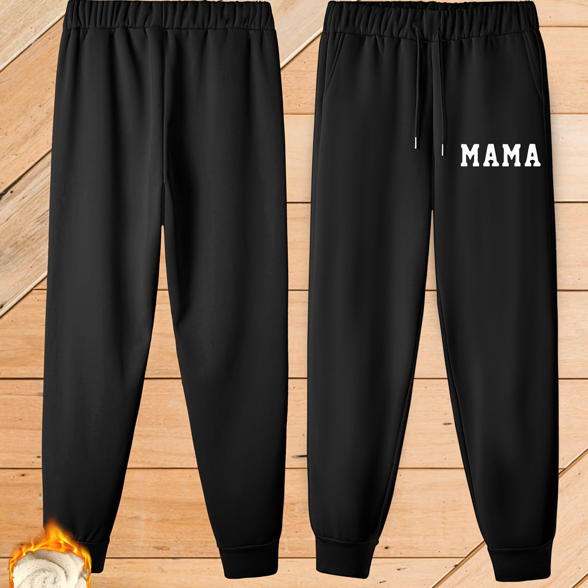 Women's Plus Size Casual Pants with Fleece Liner and Drawstring