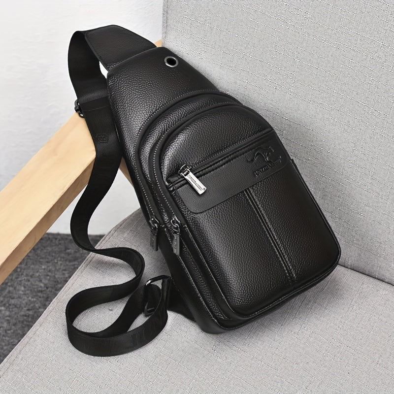 Men's Chest Bag Fashionable With Multiple Pockets PU Retro Shoulder Bag
