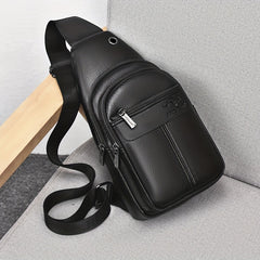 Men's Chest Bag Fashionable With Multiple Pockets PU Retro Shoulder Bag