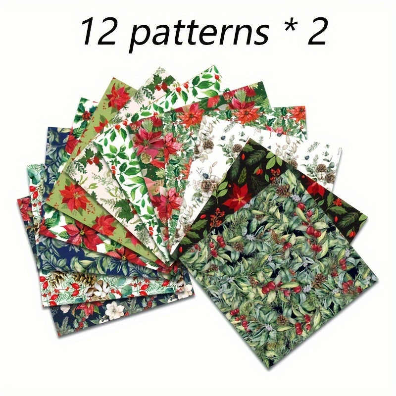 24 Sheets Christmas DIY Decorative Paper Pad - Crafts Scrapbooking Bullet Journa