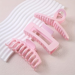3pcs Pink Hair Claw Non Slip Clips for Thin Hair
