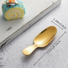 2pcs Stainless Steel Dessert Spoon Set Short Handle Coffee Scoop Mini Tea Spoons