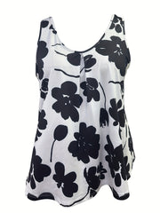  Floral Print Round Neck Tank Top
